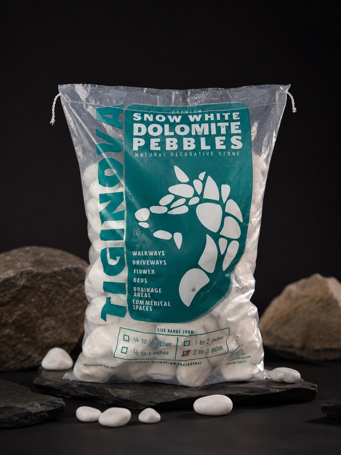 Snow White Dolomite Pebbles